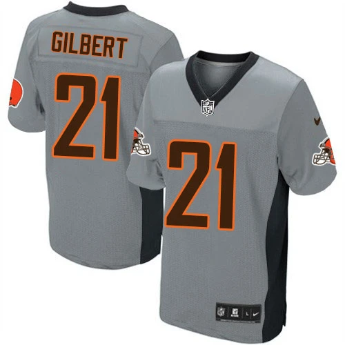 Elite Nike Men's Justin Gilbert Grey Shadow Jersey: NFL #21 Cleveland Browns