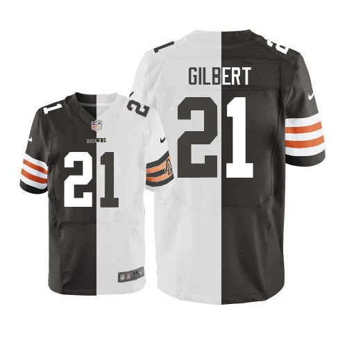 Elite Nike Men's Justin Gilbert Team/Road Two Tone Jersey: NFL #21 Cleveland Browns