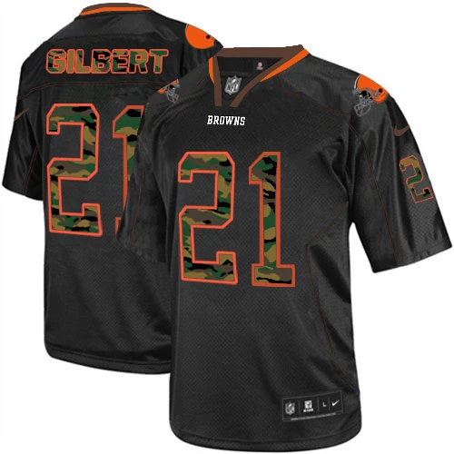 Elite Nike Men's Justin Gilbert Black Jersey: NFL #21 Cleveland Browns Camo Fashion