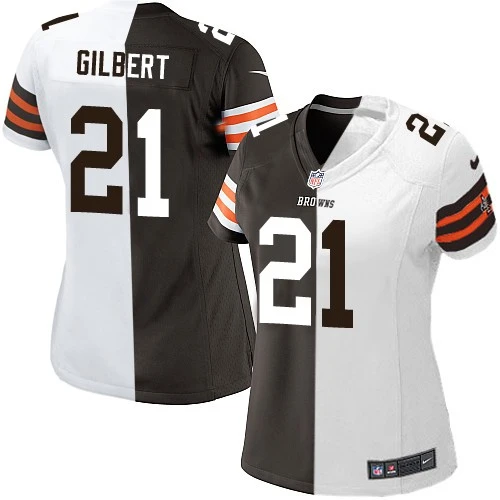 Game Nike Women's Justin Gilbert Team/Road Two Tone Jersey: NFL #21 Cleveland Browns