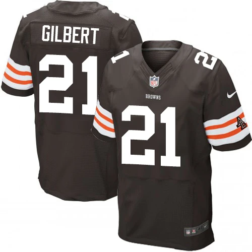 Elite Nike Men's Justin Gilbert Brown Home Jersey: NFL #21 Cleveland Browns
