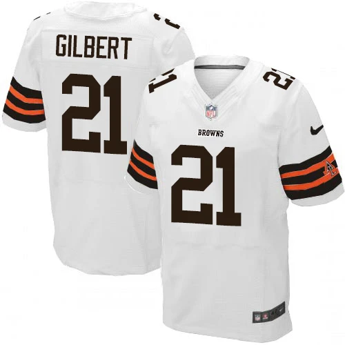 Elite Nike Men's Justin Gilbert White Road Jersey: NFL #21 Cleveland Browns