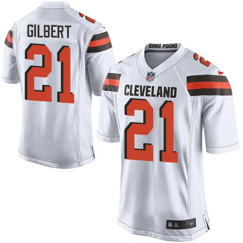 Game Nike Men's Justin Gilbert White Road Jersey: NFL #21 Cleveland Browns
