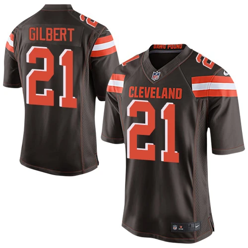 Elite Nike Youth Justin Gilbert Brown Home Jersey: NFL #21 Cleveland Browns