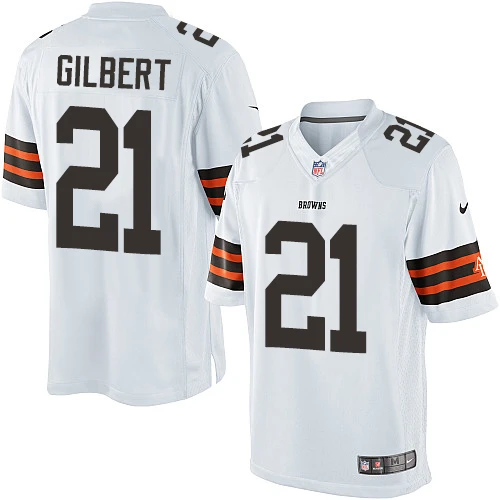 Elite Nike Youth Justin Gilbert White Road Jersey: NFL #21 Cleveland Browns